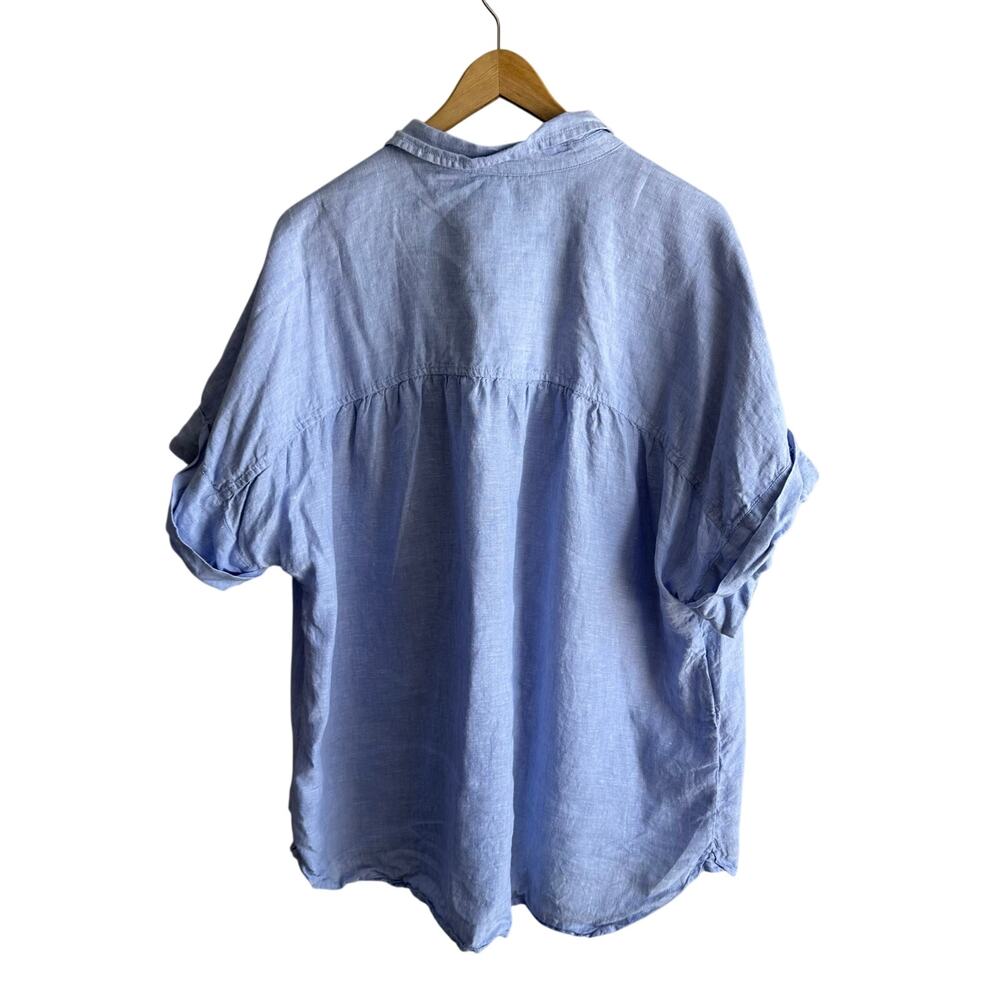 J. Crew Relaxed Fit Short Sleeve Baird McNutt Irish Linen Shirt Blue XXL AY665 - Picture 7 of 12